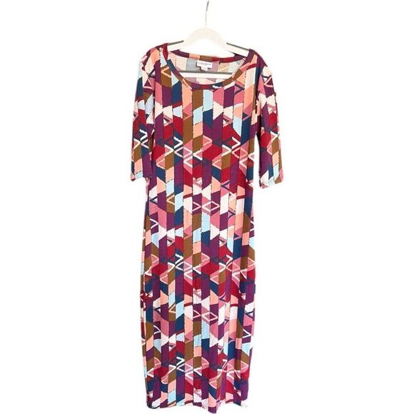 NWOT Womens Lularoe Geometric Print Julia Jersey Bodycon Dress - Sz XXS - Picture 1 of 3